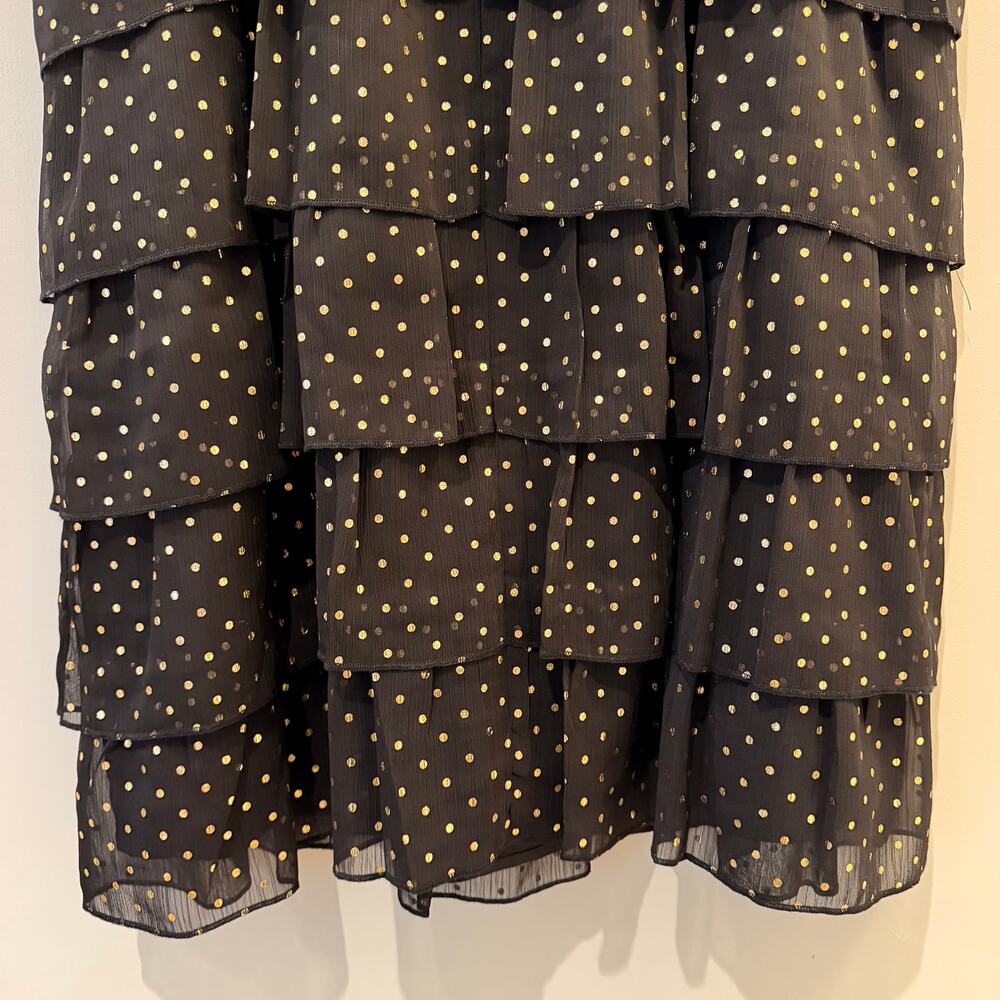 J.Crew Factory Polka Dot Tiered Chiffon Dress LBD Velvet Bow Date Trip CP905 NWT - Picture 12 of 16